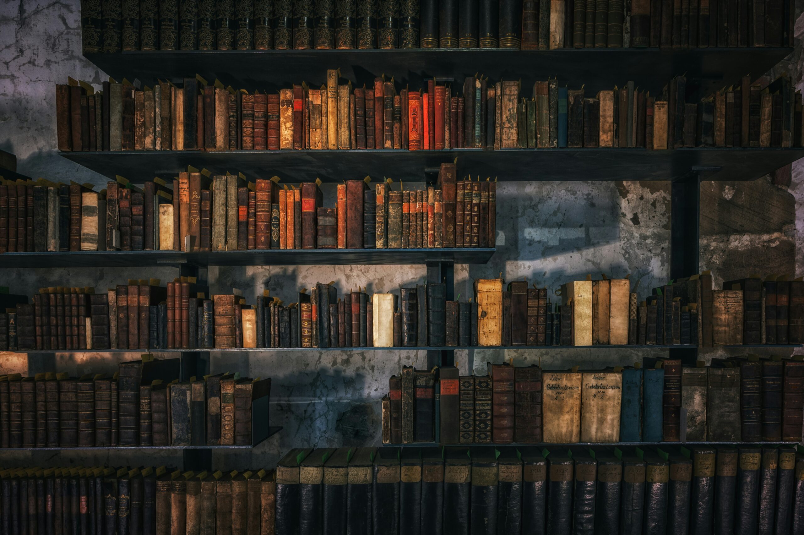 Bookshelves of research reports and reference documents